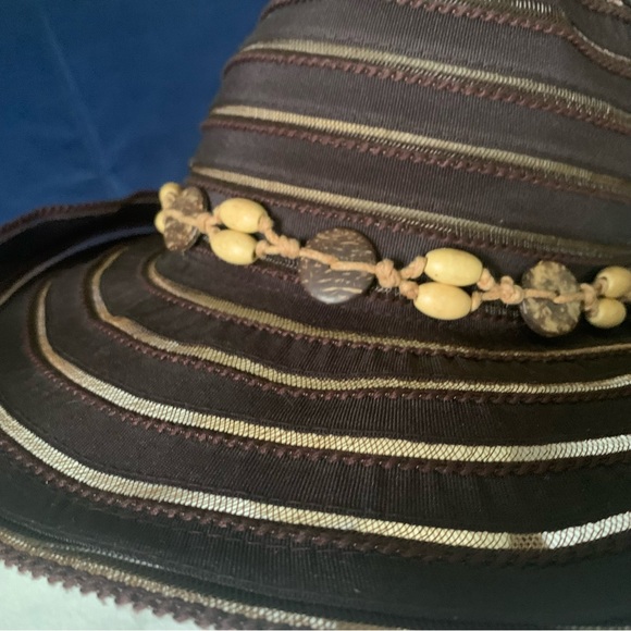 Women’s SCALA Brown Sun Beach Garden Cowboy / Regular Style Hat Shells Bow EXC - Picture 8 of 16